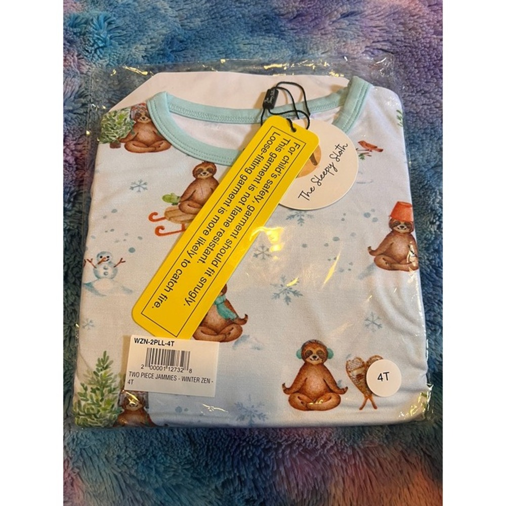 V28. The sleepy sloth winter‎ zen 2pc pajamas 4T NIB